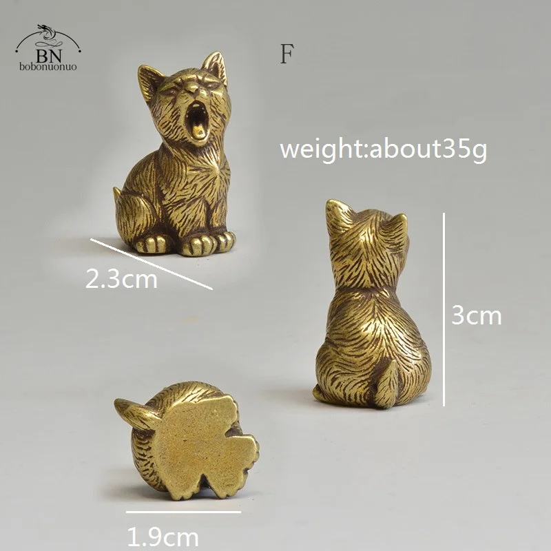 8 Styles Available Brass Cute Cats Figurines Miniatures Desktop Ornaments Classical Small Animal Tea Pet Home Decors Accessories