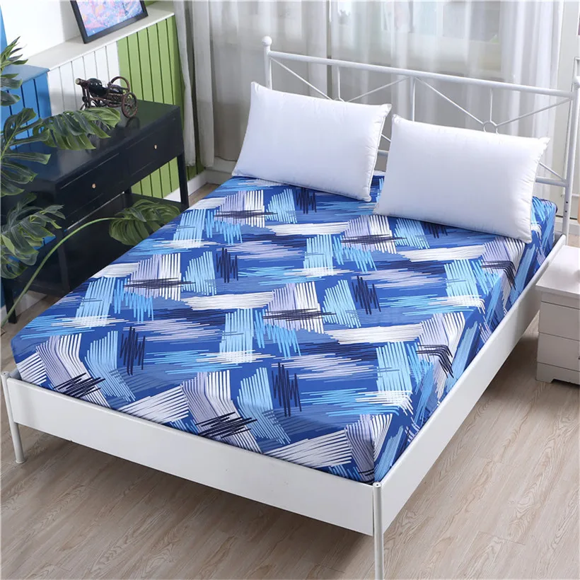 1pc100% polyester high-grade printing fitted sheet adjustable elastic mattress cover all around customizable size