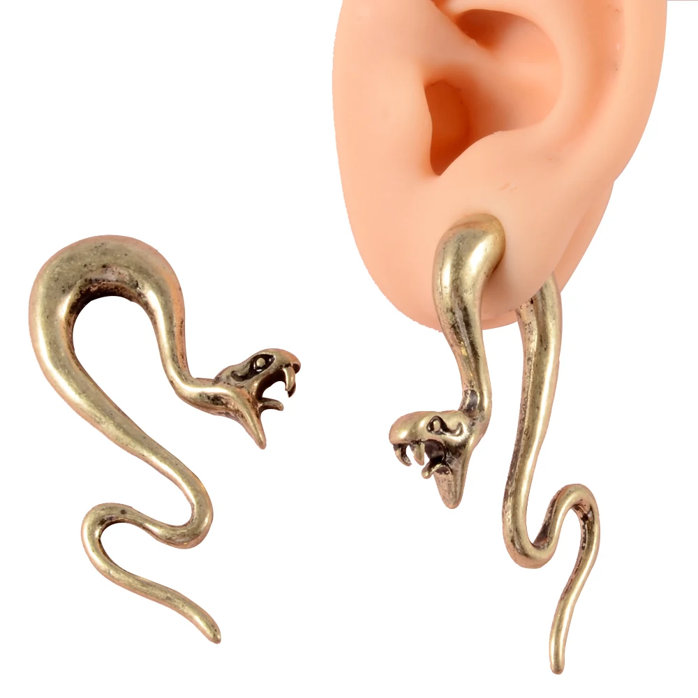 PAIR Brass Snake Ear Weight Hanger Swirl Earring Taper Spiral Stretcher Gauge Piercing Body Jewelry Expander