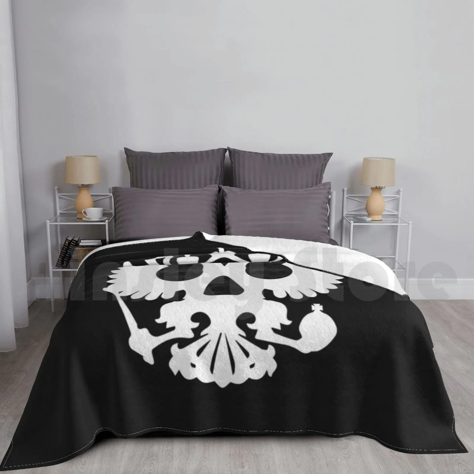Manta de calavera con emblema de Rusia para sofá cama, viaje, policía, golpes del ejército, violencia, emblema de Rusia, escudo de armas