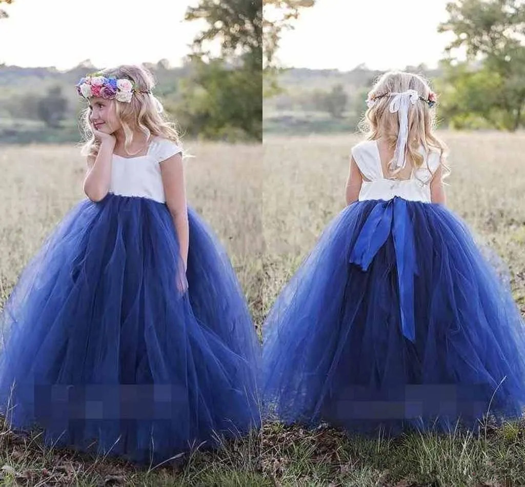 Bloem Meisje Jurken Met Mouwloze Kant Applicaties Tulle Gown Voor Meisjes Elegante Eerste Heilige Communie Party Jurken