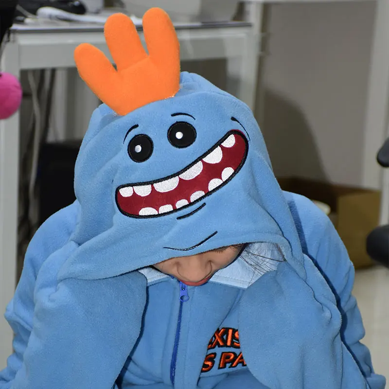 Mr. Meeseeks-Mono de dibujos animados Unisex, ropa de dormir con cremallera, mono de Rick Polar, mono de Kigurumis divertido, traje de evento para mujer