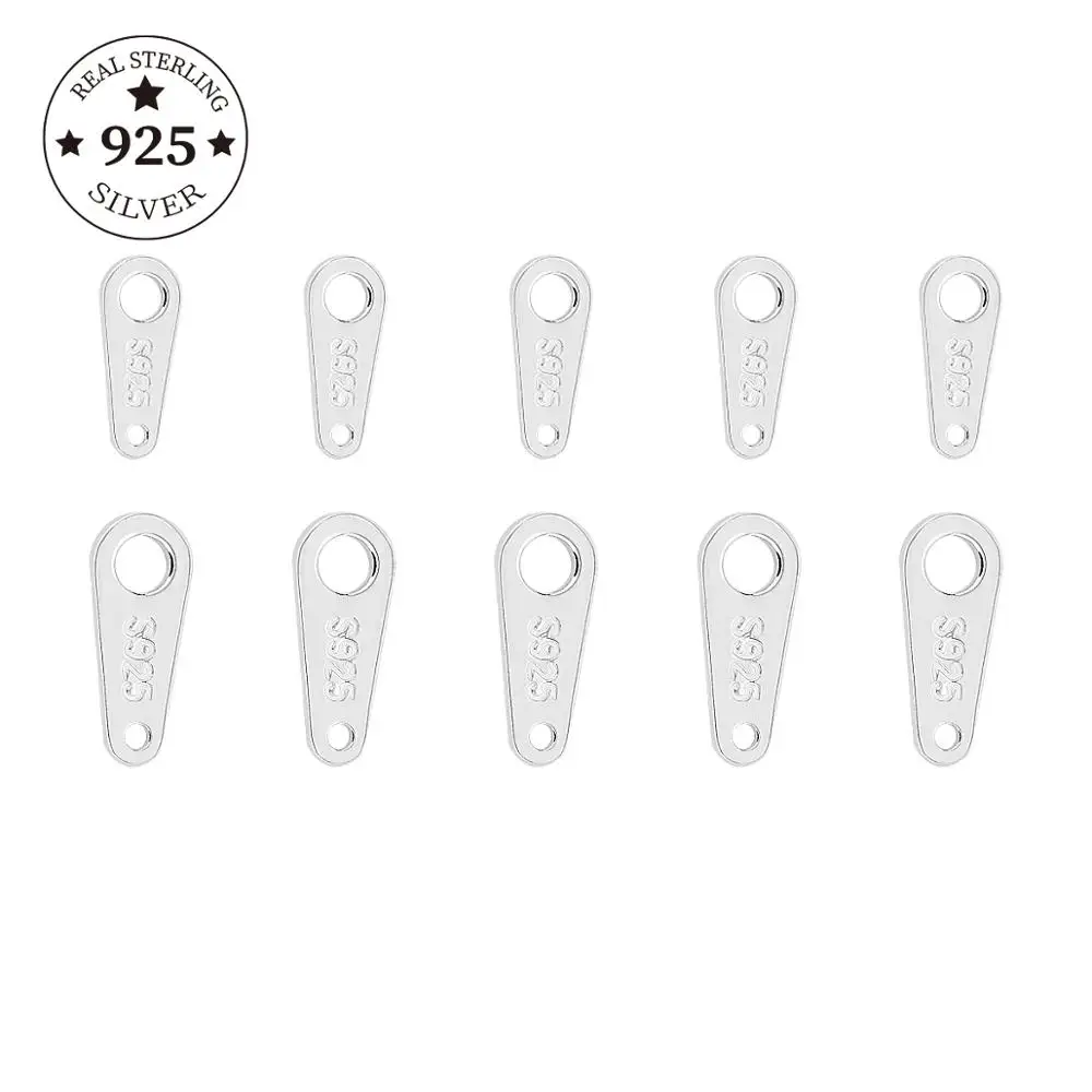 925 Sterling Silver Double-Hole Connection Piece, Conectores para Fazer Jóias DIY, Descobertas e Colar Acessórios, 10 Pçs/lote