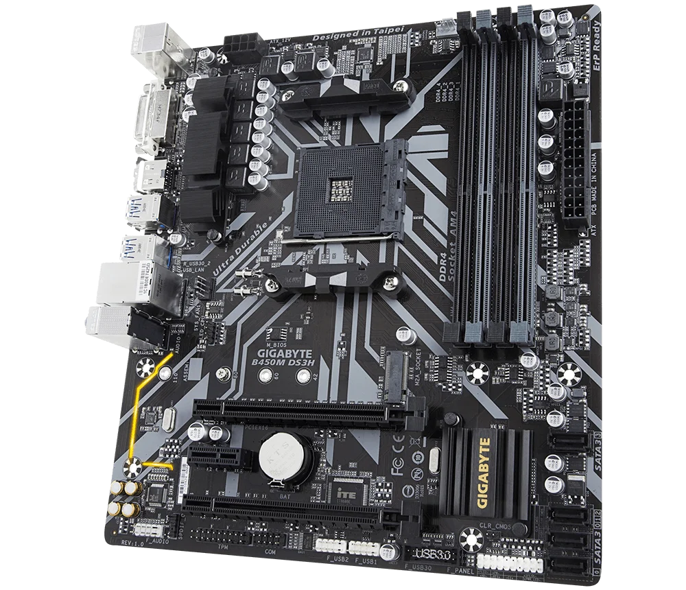 Imagem -03 - Gigabyte-desktop pc Motherboard Usado Amd Am4 Ryzen 1th. 3th Athlon Usb 31 Hdmi M.2 B450 Micro-atx Ga-b450m Ds3h