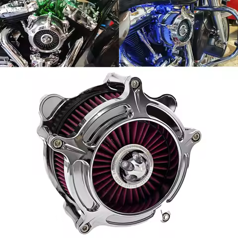 RSD Turbine Air Cleaner Chrome Intake Filter For Harley Sportster XL 48 883 Dyna V-Rod Softail Fat Boy Touring Ultra FLHR FLHX
