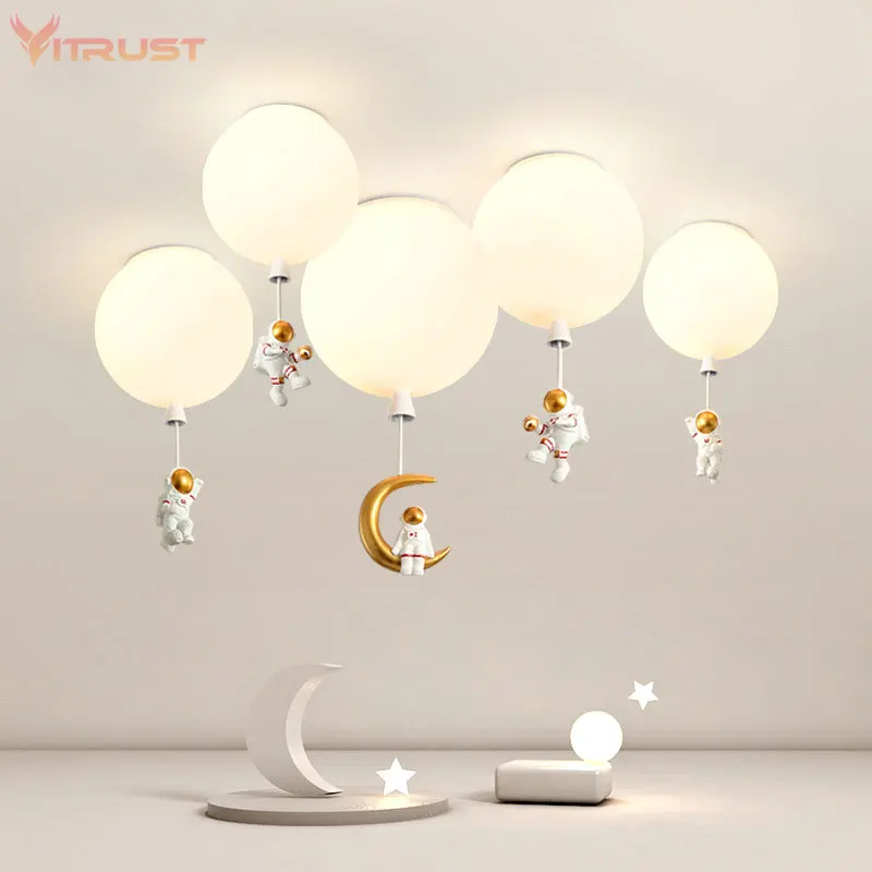 

Creative Astronaut Ceiling Lamp for Kids Bedroom Indoor Lighting Fixture