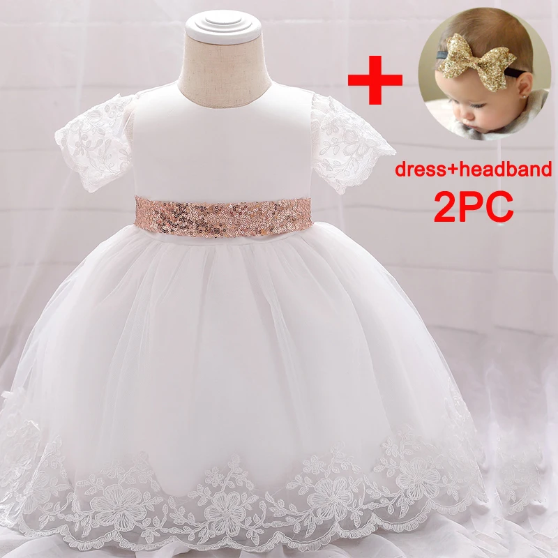 Toddler Sequins Bow Baby Girls Dress Newborn Baptism 1st Birthday Kids Princess Dresses for Girl Wedding Bridesmaid Evening Gown