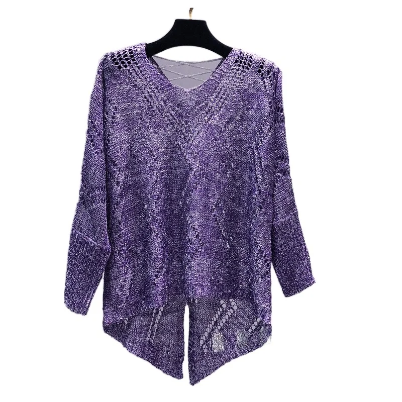 women sequined purple pullovers tops lady loose bling bling pink blouses  women shirts blouses dis5