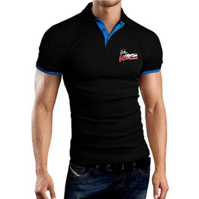 Polo Shirts Men TShirt Motorcycle V-Strom DL 650 Motorsport Team Logo _Suzukies_ Tees Military Style Jersey Golftennis Topshirts