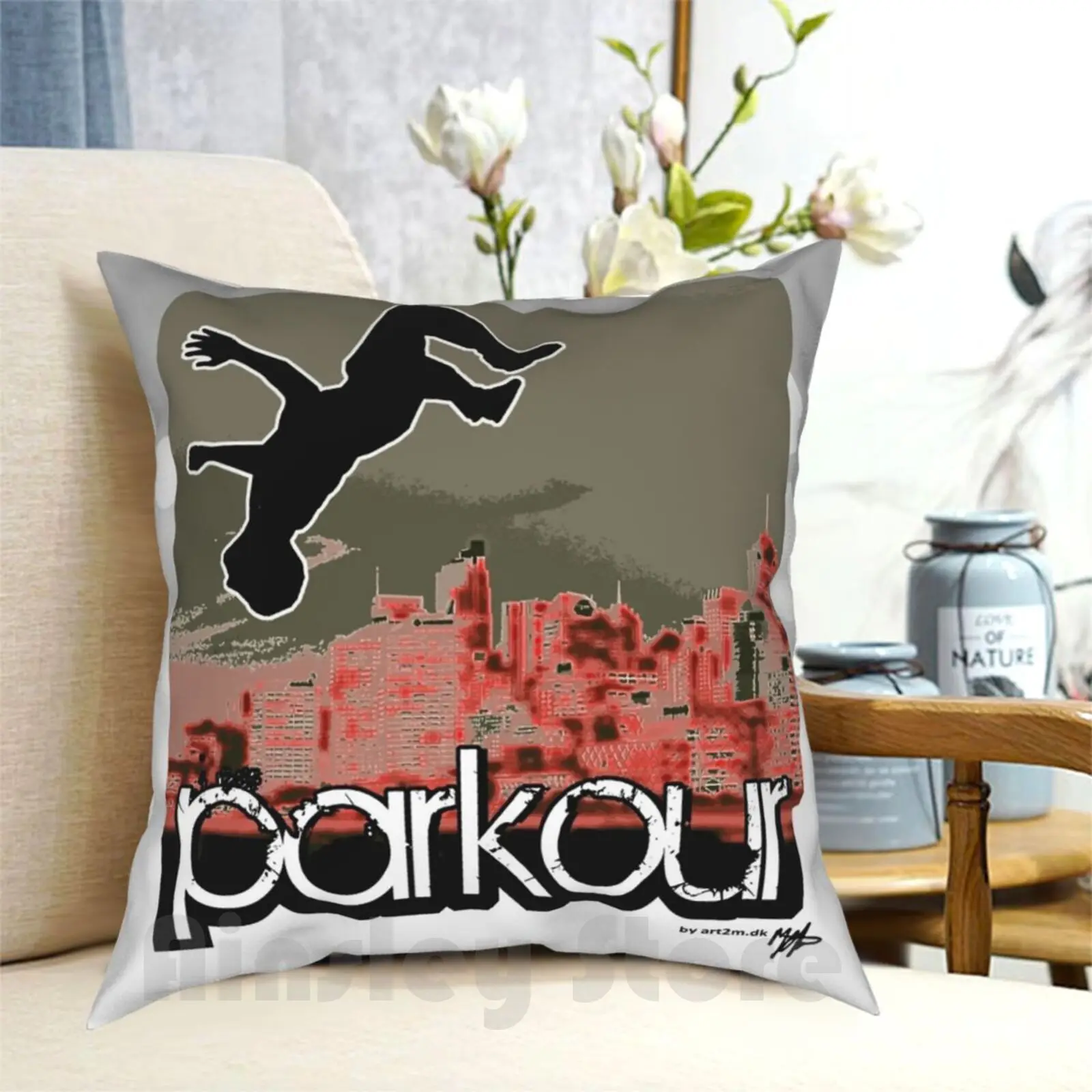 Parkour * _ Red2 Pillow Case Printed Home Soft Throw Pillow Parkour Cool Fashion