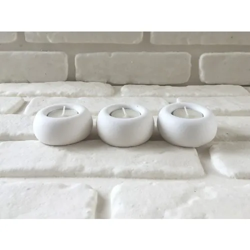 Koalastore Decorative Flat Concrete 3 Pcs Candle Holder Set Candle Holder, Home Decoration, Home Decoration Accessories, Candle Holders