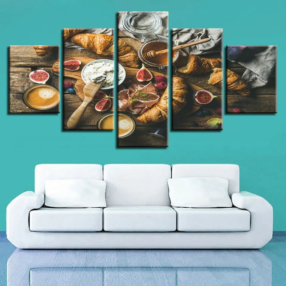 

No Framed Tasty Food On The Table 5 Pcs Canvas Picture Print Wall Art Canvas Painting Wall Decor for Living Room