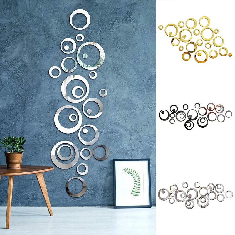 24pcs Circles 3D Mirror Wall Sticker DIY Removable Decal Acrylic Art Sticker Wall decoration mirror background wall sticker