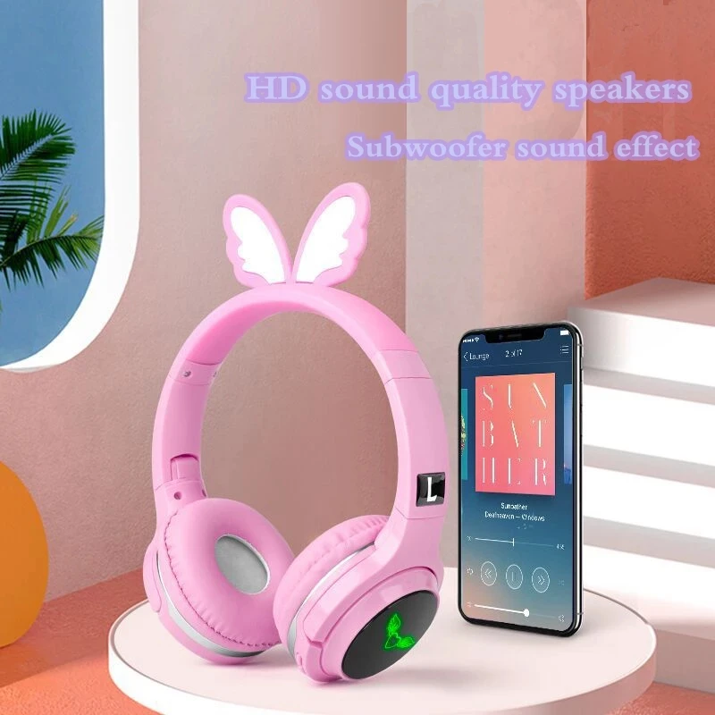 Nuovo arrivo LED Cute Bluetooth 5.0 cuffie cuffie per bambini cuffie Stereo pieghevoli con supporto per microfono TF Card spina da 3.5mm