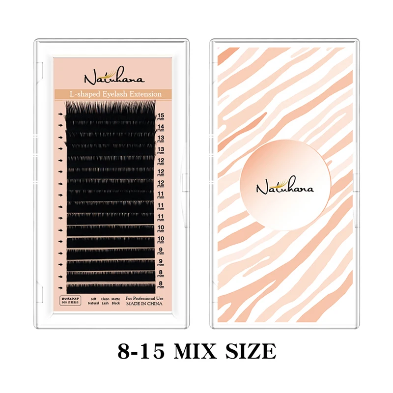NATUHANA Matte Black Individual L/L+/LC/LD/LU(M)/N Curl Eyelashes Extension False Mink Lashes Soft Faux Silk Eyelashes Makeup