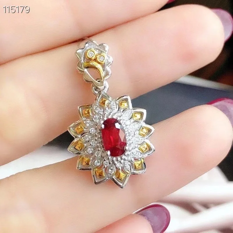 

New Natural Ruby5*7mm Pendant 925 Silver Lady Pendant Simple and Small Daily Style with Classic Design