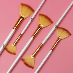 5 pezzi set studente pennello a forma di ventaglio in legno corto pennello guazzo bianco pittura ad acqua bicolore nylon capelli acrilico pittura a olio penna