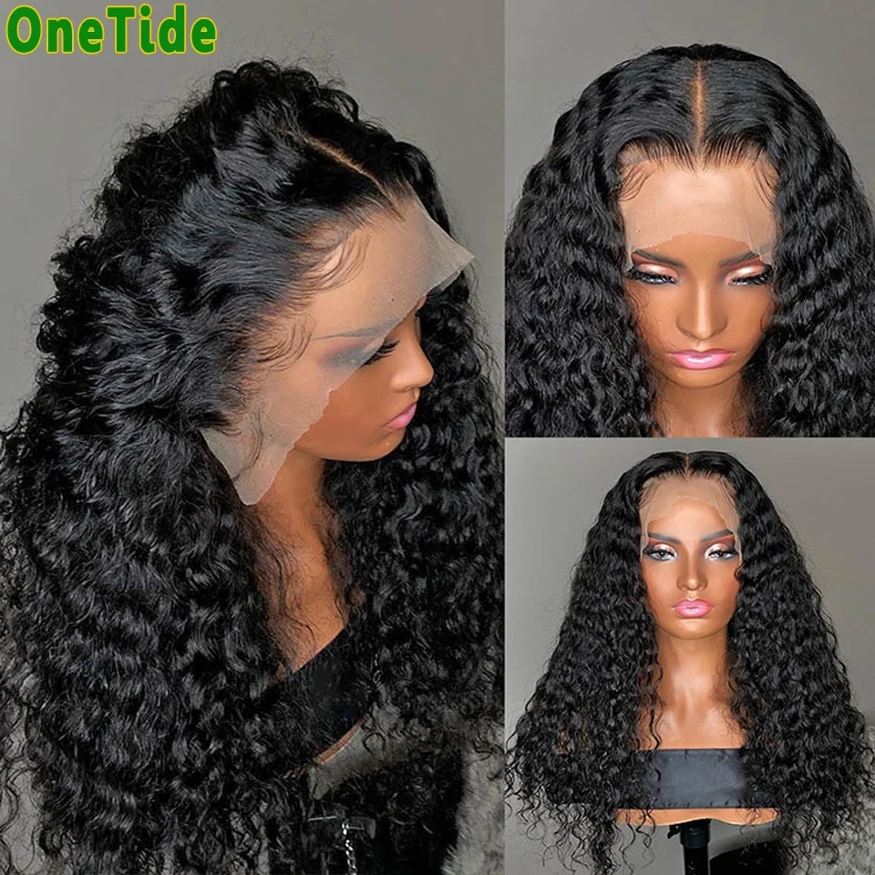 ONETIDE-Peluca de cabello humano rizado de 4x4 para mujer, postizo de encaje Frontal de 30 pulgadas, pelo Afro brasileño