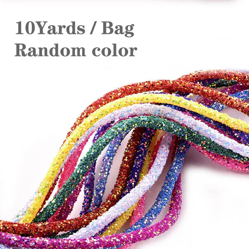 10 Yards 6mm Glitter Sequins Rhinestones Soft Tube Cord Rope String for DIY Sandals Bracelet Garment Collar Craft Supplies