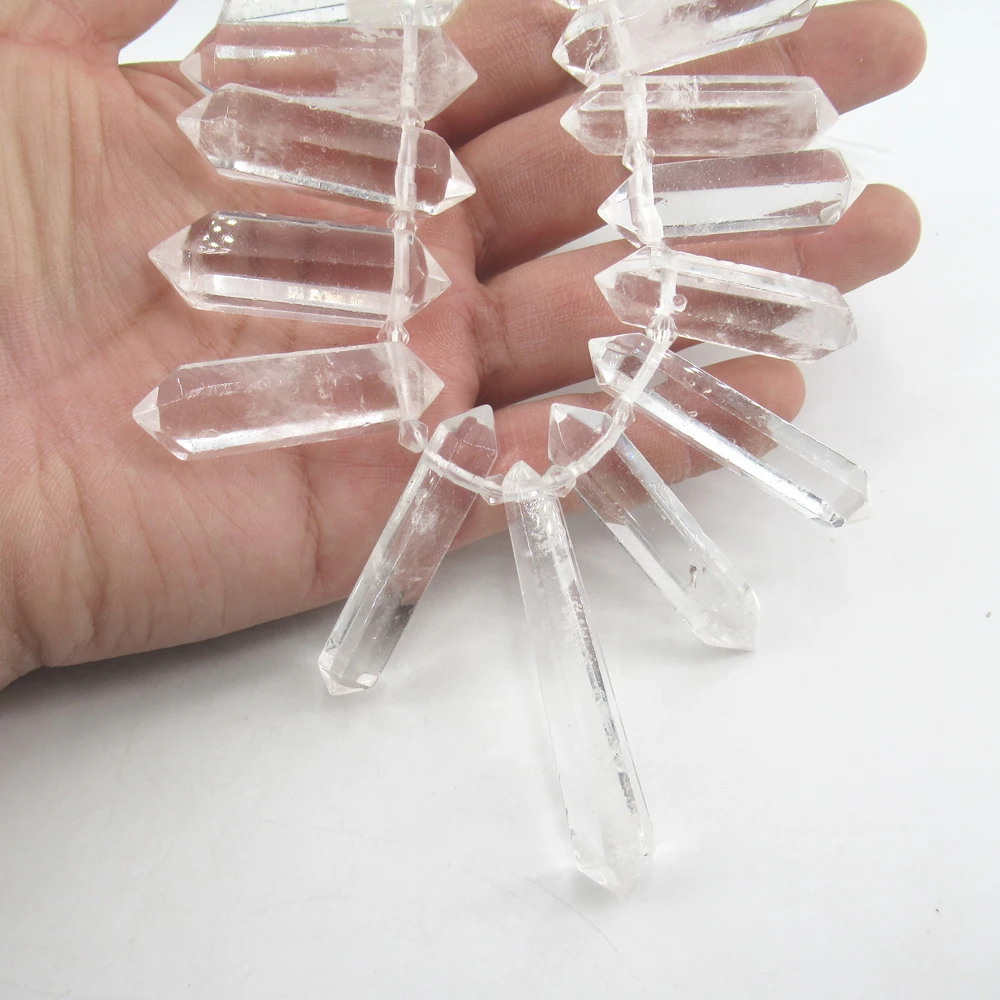 APDGG Natural Large Top-drilled Nugget Real Clear Quartz Beads Smooth Rough Irregular Stone 15.5\