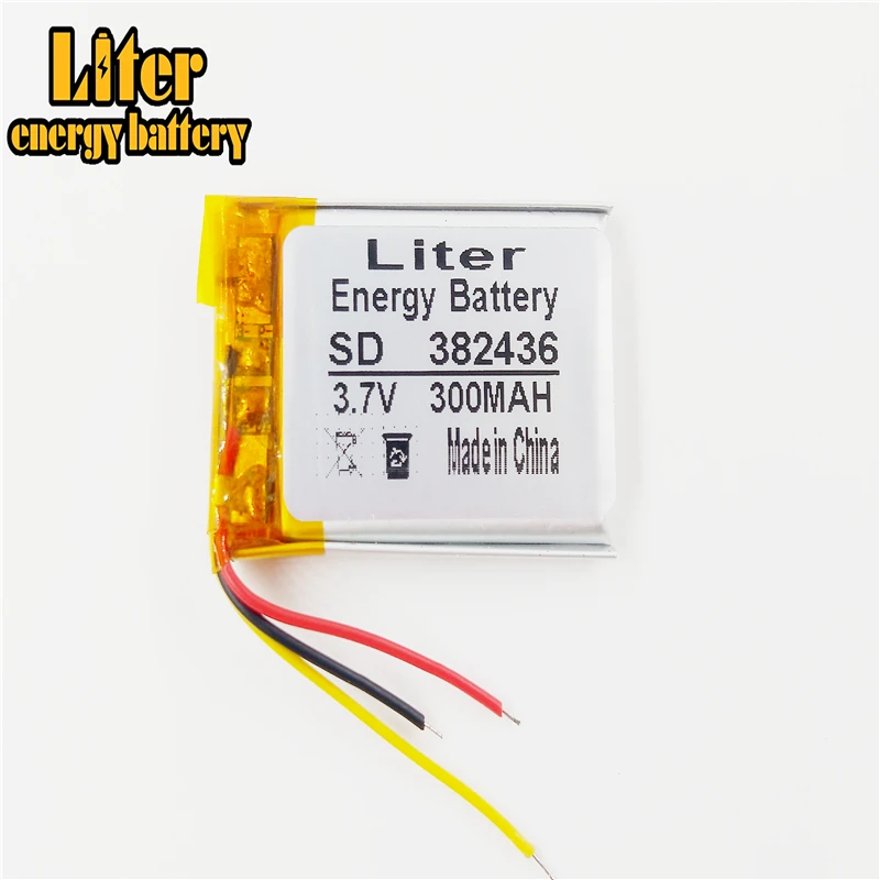 3-liniowy 382436   3.7V 300MAH PLIB (polimerowa bateria litowo-jonowa) Li-ion do tabletu, GPS, mp3, mp4, telefonu komórkowego, głośnika