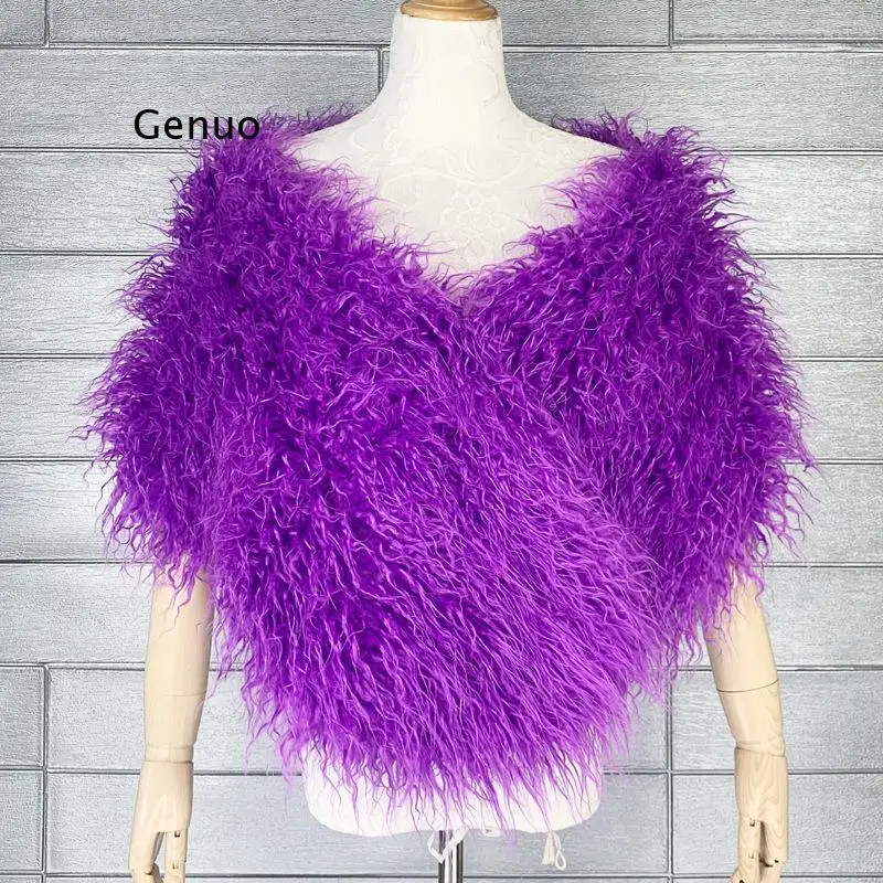 

Nightclub Imitation Fur Bridesmaid Cloak Furry Dress Waistcoat Beach Wool Long Hair Bridal Fur Shawl