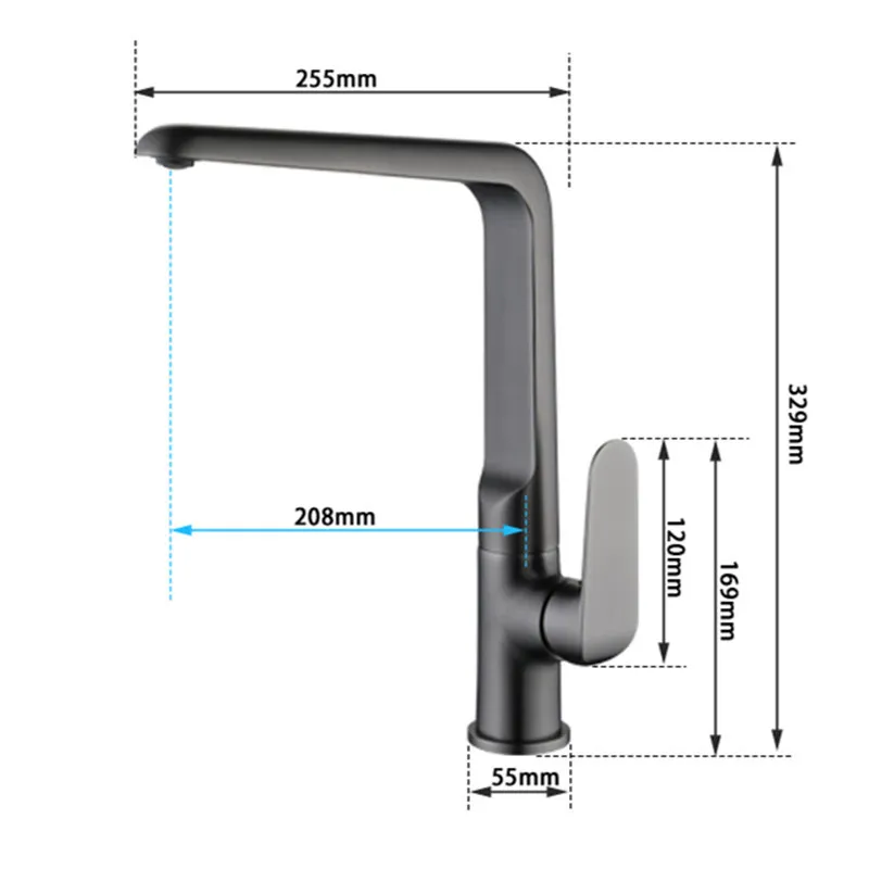 Kitchen Faucet Hot & Cold Solid Brass Sink Mixer Tap Vegetable Washing Pool Water Crane Rotating Single Handle Deck Mounted Grey