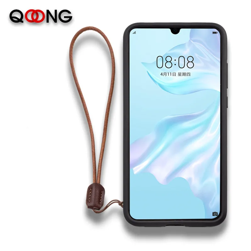 QOONG Genuine Leather Metal Car Keychain Manual Weaving Retro Rope Key Chain Holder Calfskin Rope Phone Lanyard Key Ring M01