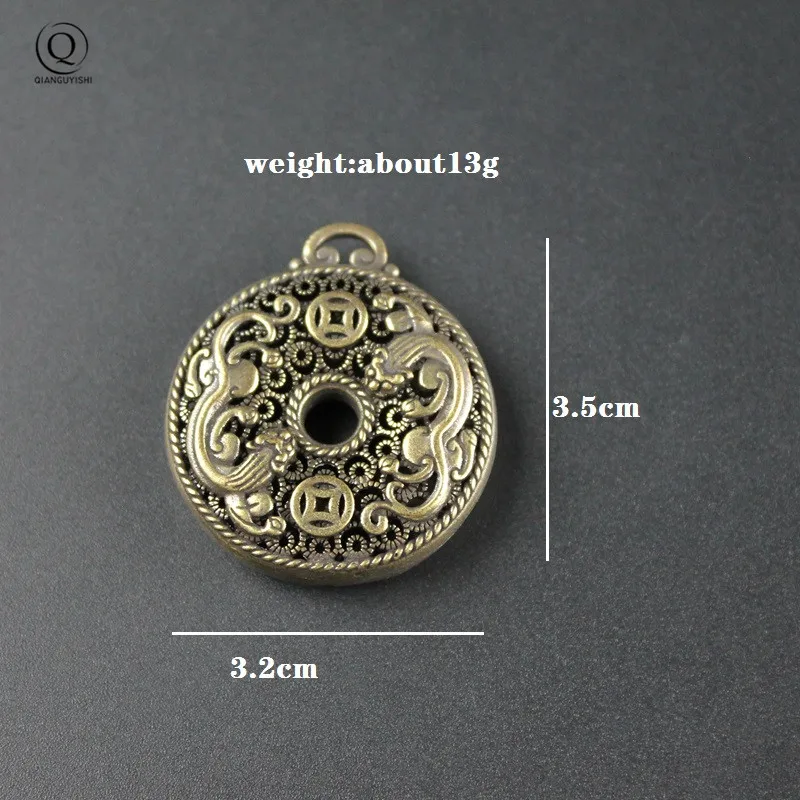 Pure Brass Pixiu Coins Six Words Cylinder Pendant Keychain Hanging Necklace Jewelry Handmade Copper Buddhism Sutra Keyring