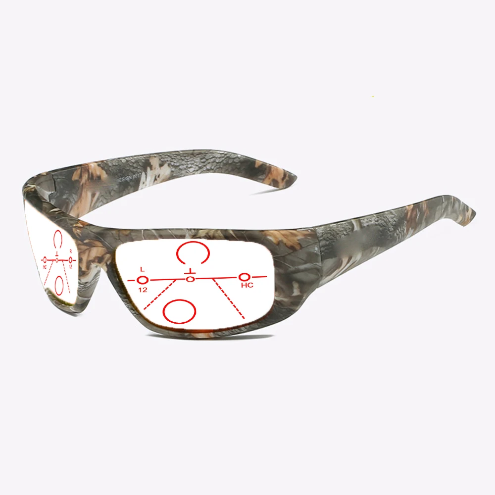 Stick Face Sports Camo Color Mens Progressive Multifocal Reading Glasses +0.75 +1 +1.25 +1.5 +1.75 +2 +2.25 +2.5 To +4