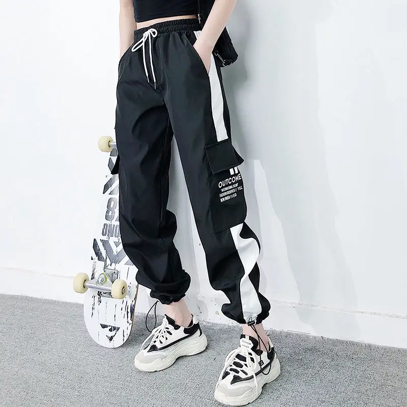 2022 cargo pants summer women High waist pants loose joggers pants streetwear punk black capris trousers Korean Harem Pants