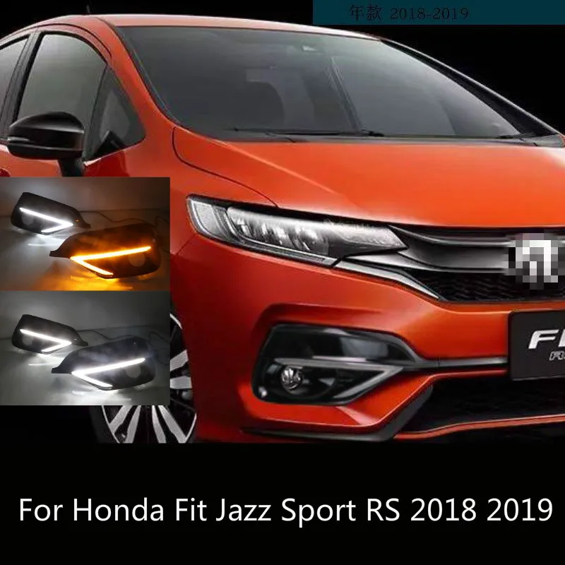 

1Pair For Honda Fit Jazz Sport RS 2018 2019 Turn Yellow Signal Relay Waterproof Car DRL 12V LED Daytime Running Light Fog Lamp