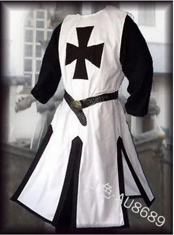 Medieval Warriors Knight Templar Crusader Costume For Adult Men Gown Shirt Top Cross Tabard Surcoat Tunic Clothes Belted M-4XL