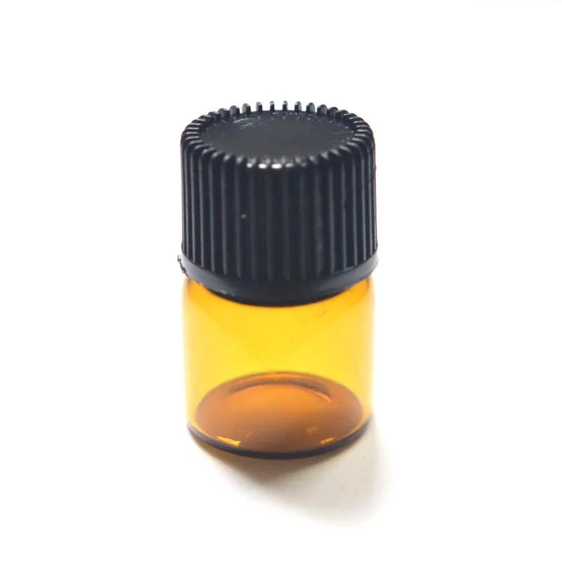 5pcs 1ml Amber Glass Vials Small Mini Essential Oil Bottle with Orifice Reducer and Cap Small Bottles