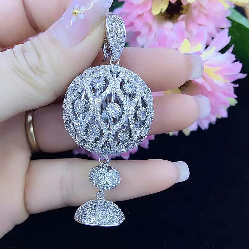 1pcs 30X60MM Women's High Quality Golden plated Paved CZ Classic jewelry accessories with spherical zircon