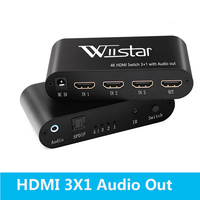 Wiistar hDMI Splitter Switch 3 Input 1 Output 4K x 2K HDMI Switcher Splitter for XBOX 360 PS4 Smart Android Laptop HDMI Adapter