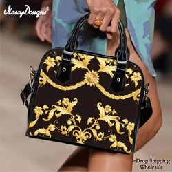 Luxury Women Handbags Europen Golden Floral Leather Totes Bags PU Female Shoulder Bag Girls Top-Handle Bolso Mujer Dropshipping