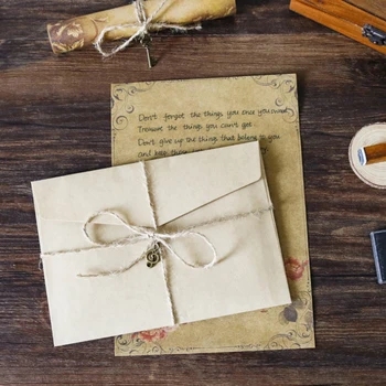 Ensemble de bloc-notes d'enveloppe d'artisanat vintage rétro avec UL, enveloppes d'invitation de lettre d'amour de jour de Léon, papier à lettres, accessoires