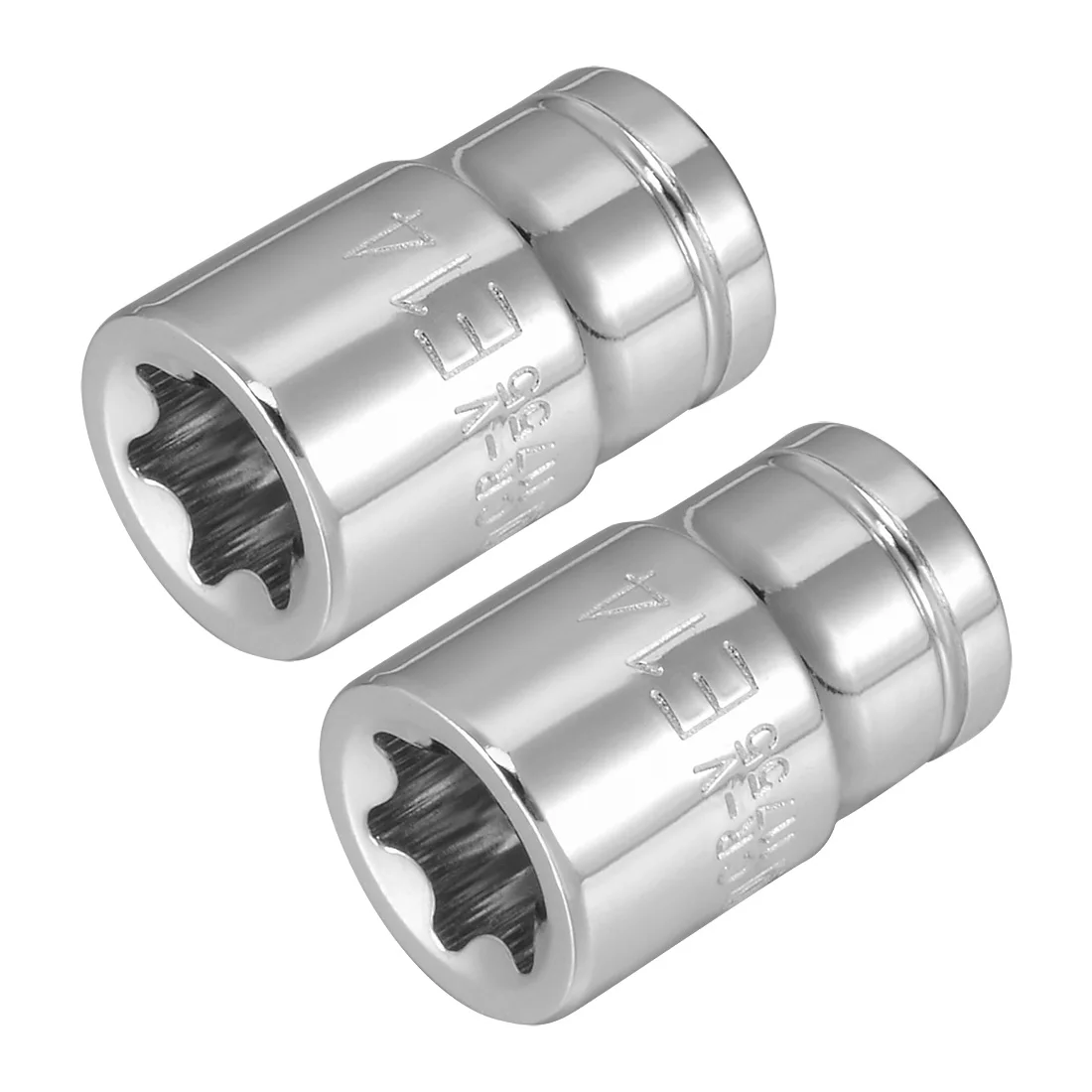 Uxcell 외부 Torx 얕은 소켓 Cr-V 스틸, 3/8 인치 드라이브 E14, 2 개