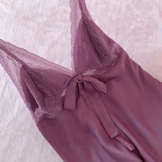 Camisón Sexy de satén para mujer, lencería íntima con tirantes finos, Kimono sedoso, ropa de dormir para el hogar