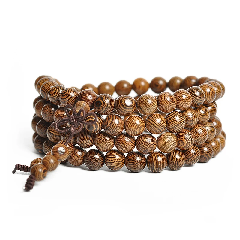 Tibetan Buddhism 108 Wenge Wood Prayer Beads Mala Necklace