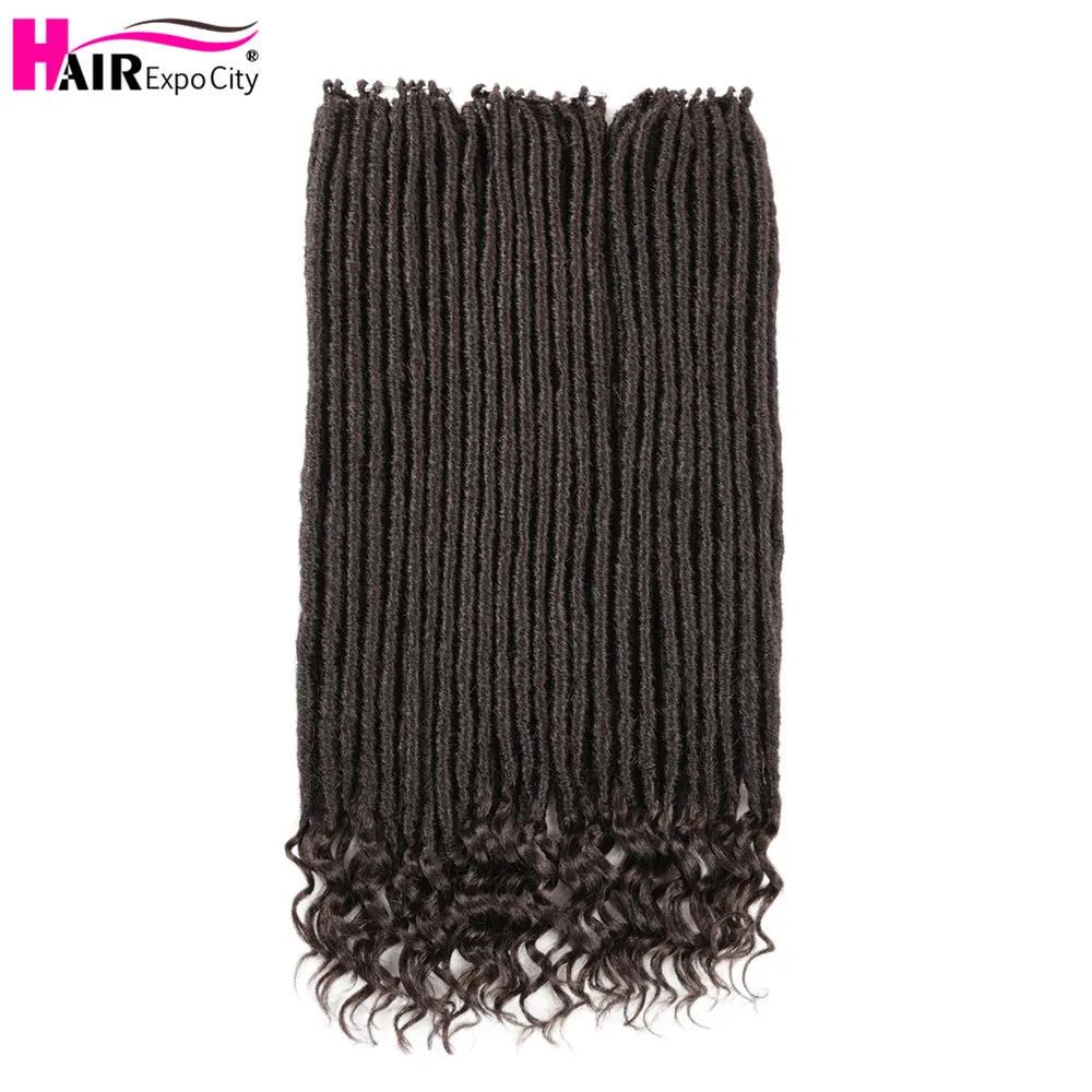 Soft Faux Locs Crochet extensões de cabelo, Encaracolado Termina, Sintético Alma Deusa Locs, Ombre Dreadlocks, Expo City