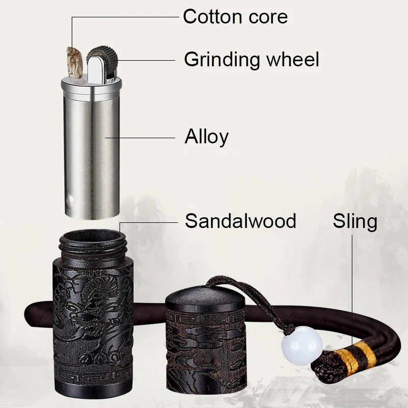 New Ebony Diesel Torch Lighter Mini Keychain Retro Kerosene Lighter Exquisite Carving Cigarette Lighters Gifts Dropshipping