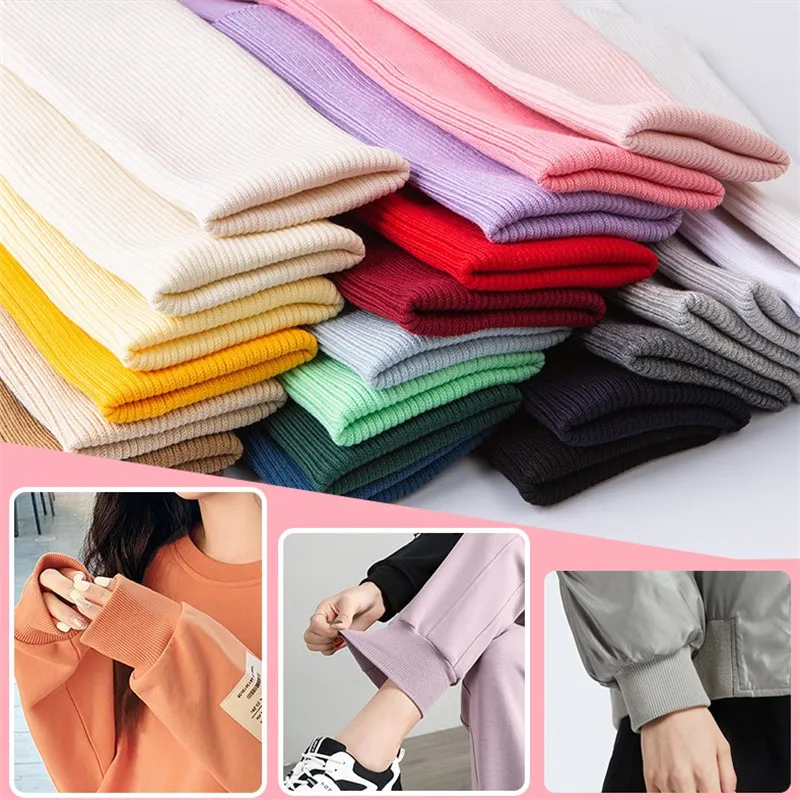 Knitted Rib Cuff Trims Fabric DIY Clothing Ribbed Cuff Hem 7x40 Cm Fabric Stretchy Thicken Sewing Clothes Trousers Accessories