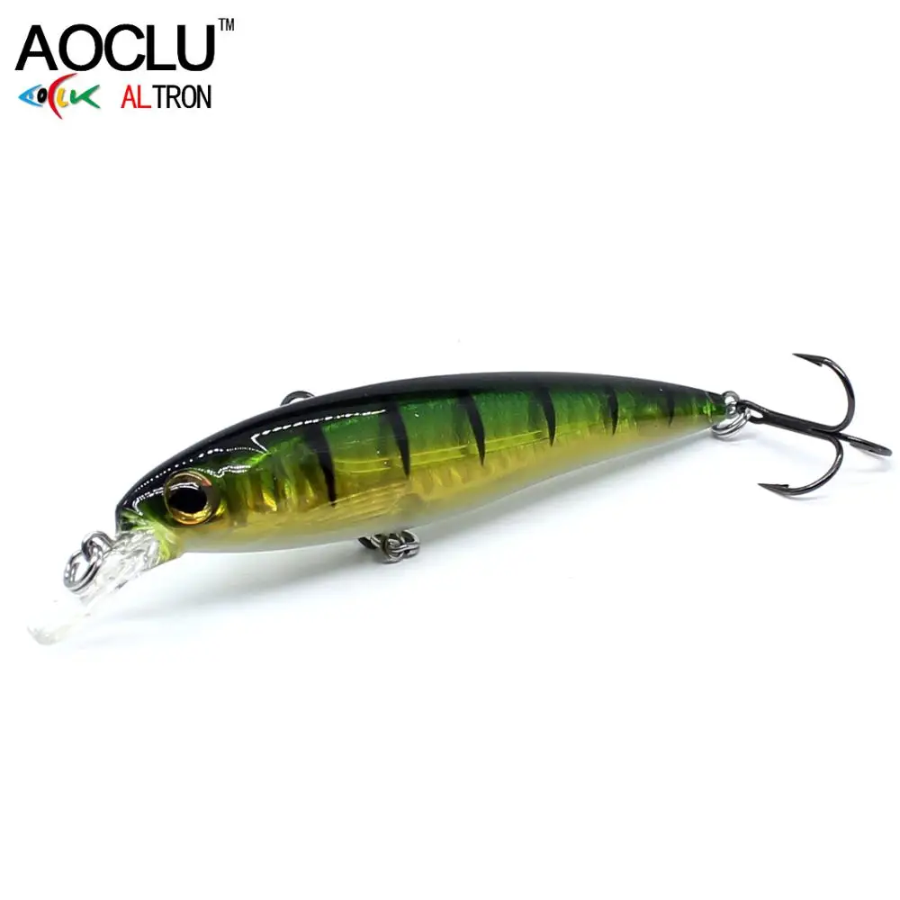 AOCLU-Sinking Minnow Hard Bait, VMC Hook,Wall Hologram, Moving Balls, Rattle Boat, Trout Killer, Deep Diving, 1.0m, 100mm, 12.4g