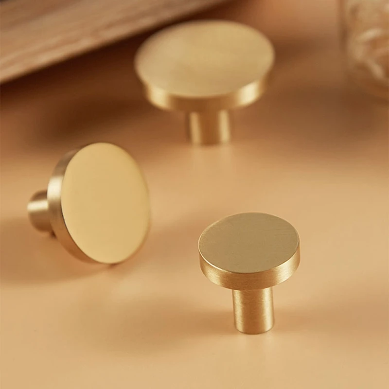 Modern Solid Brass Cabinet Kitchen Knobs Pulls Gold Furniture Drawer Dresser Knobs Cupboard Closet Door Handles-1Pack