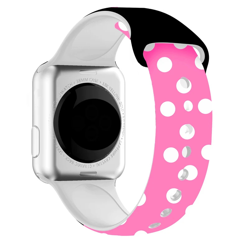 Correa de silicona para Apple Watch Series 6, 5, 4, 3, 2, 1, funda de marco de ratón de dibujos animados para IWatch de 44mm, 40mm, 38mm, 42mm, correa de muñeca de Minnie