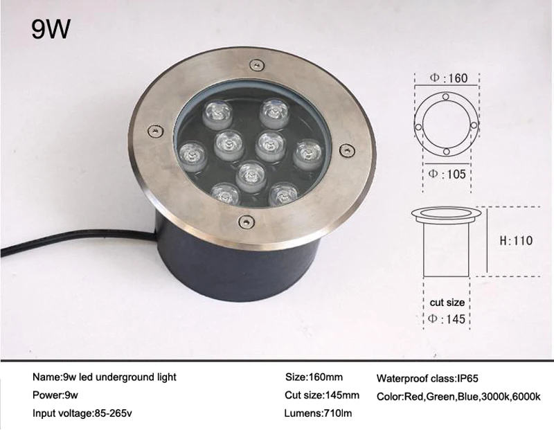 Nuevo 1w / 3w / 5w / 6w / 7w / 9w / 12w / 15w / 18w LED suelo de jardín al aire libre lámpara enterrada subterránea Spot