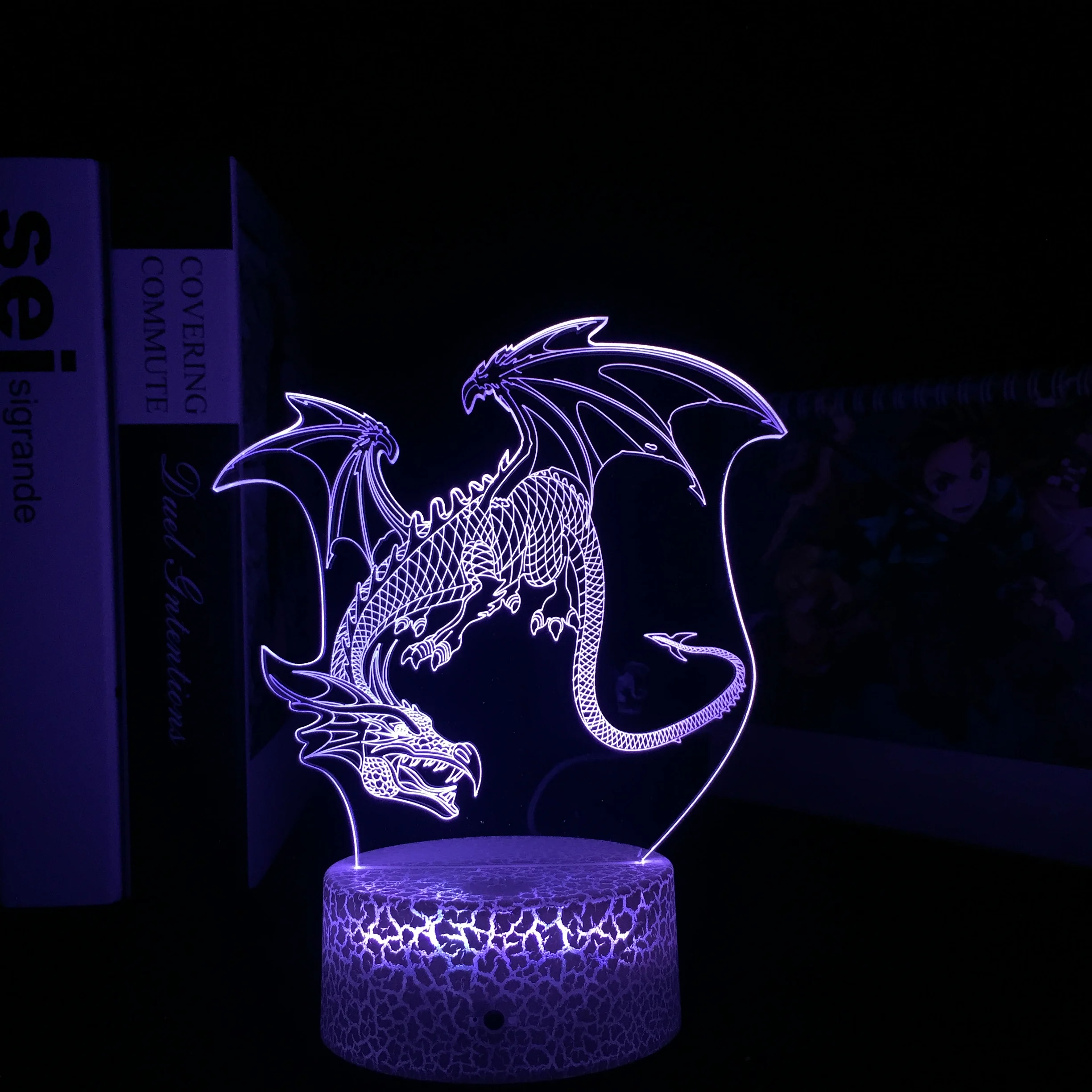 Flying Dragon 3D Illusion LED Lamp for Child Bedroom Decor Birthday Gift Nightlight Color Changing Atmosphere Acrylic Light