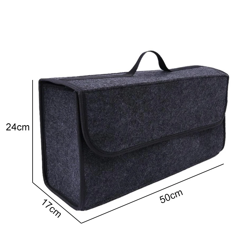 Felt Cloth Car Trunk Organizer Box Portable Foldable Storage Box Case Auto Interior Stowing Tidying Container Bags Black Grey